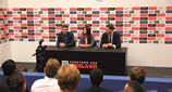 view UCFB Wembley Football Team Captains Giving A Press Conference At Wembley Stadium V2