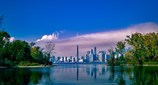 view Skyline Of Toronto From Across The Lake In Ontario Canada