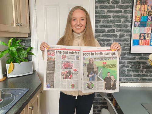 Grace features in her local newspaper for Maidenhead United's FA Cup draw